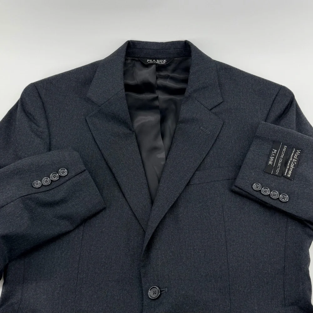 Jos A Bank Executive Collection Wool Cashmere Blazer 38R Charcoal Gry Sport Coat